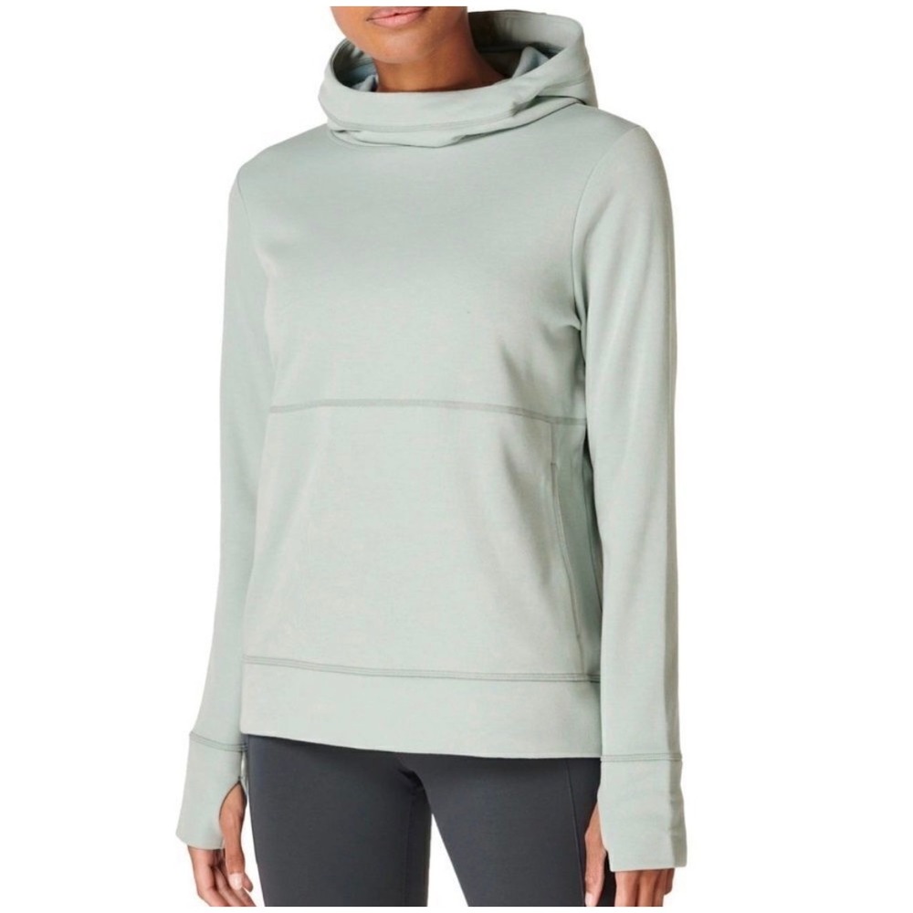 Sweaty Betty London Womens M Harmonise Luxe Fleece Hoodie Sage Green